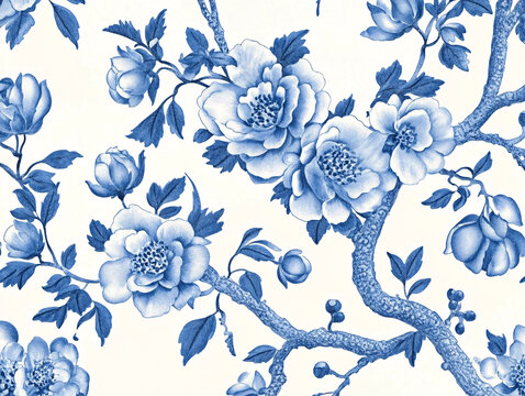 牡丹青花圖案