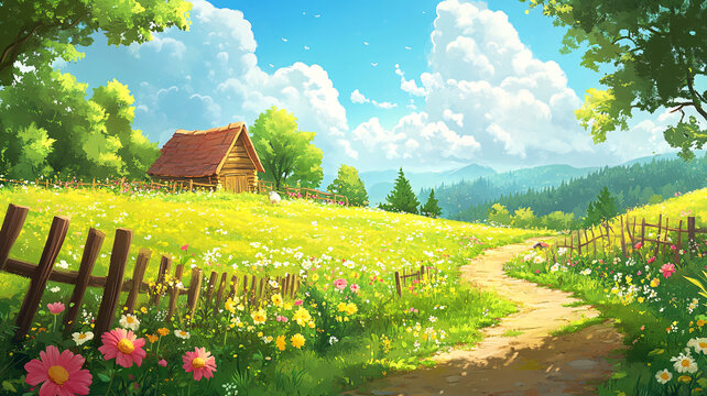 唯美農村場景