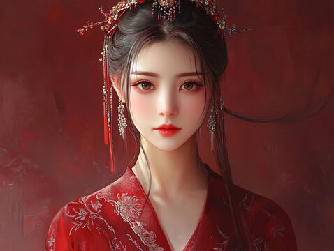 紅衣少女設(shè)計古風