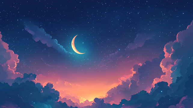 夜晚云彩星星