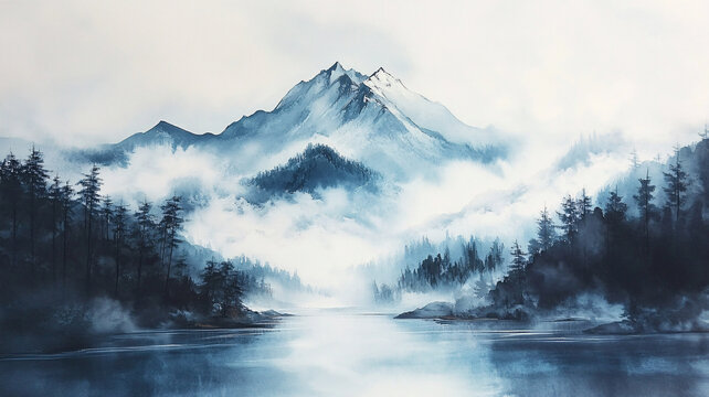 藍色夢幻山水風情