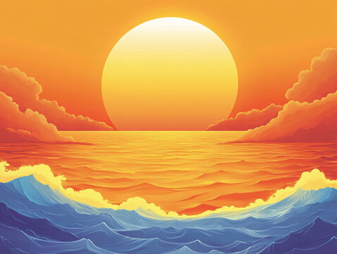 海上落日