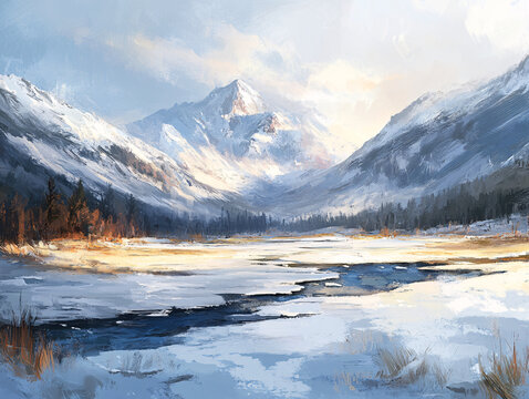 雪山原畫