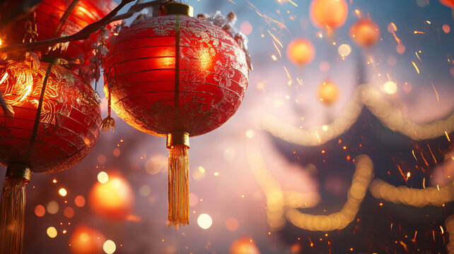 喜慶場(chǎng)景燈籠密布