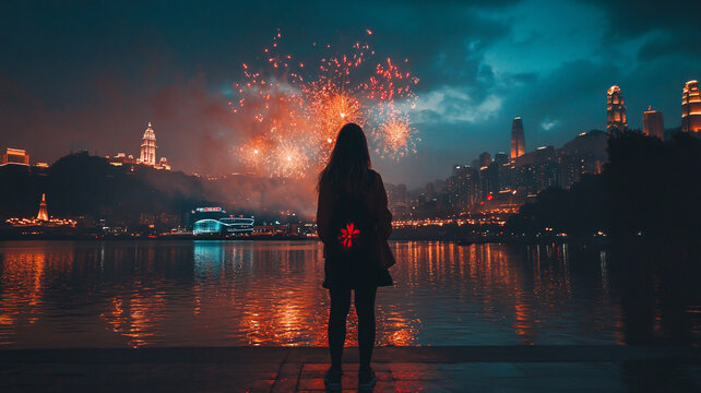 放煙花的少女