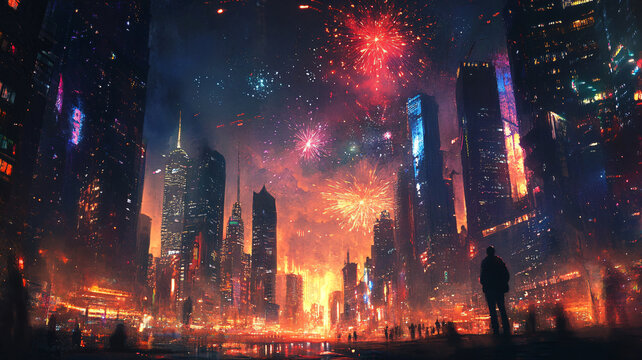 絢麗城市背景