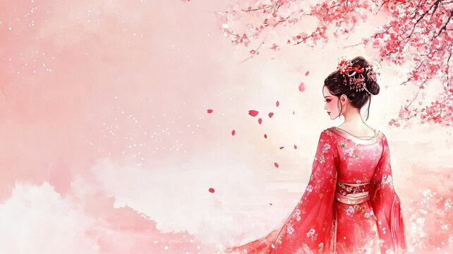 紅衣少女設(shè)計(jì)古風(fēng)