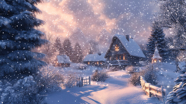 高清唯美雪夜