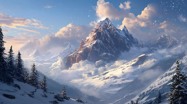 雪山原畫