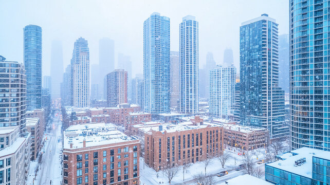城市建筑雪景