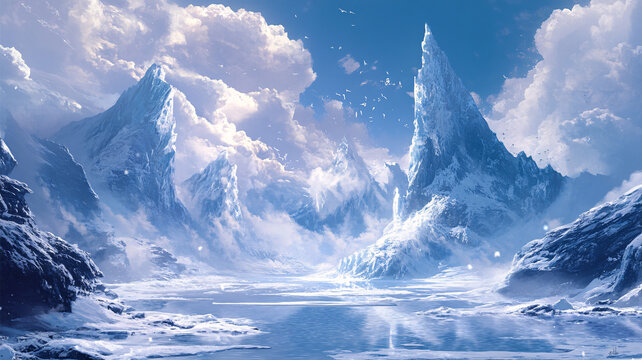 雪山原畫