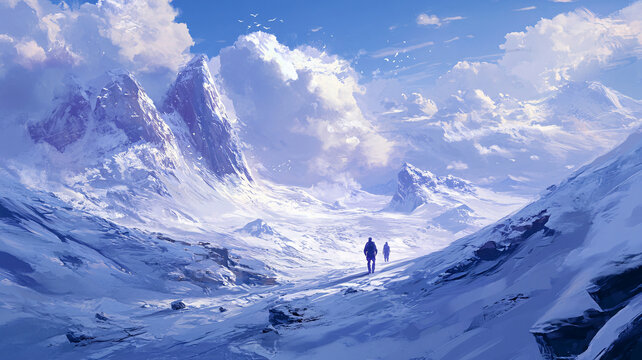雪山原畫