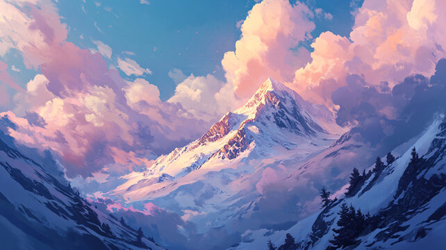 雪山原畫