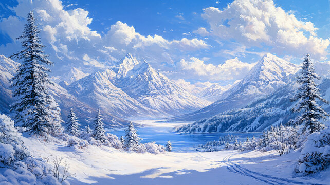 雪山原畫