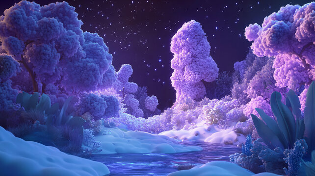 紫色森林主題場景