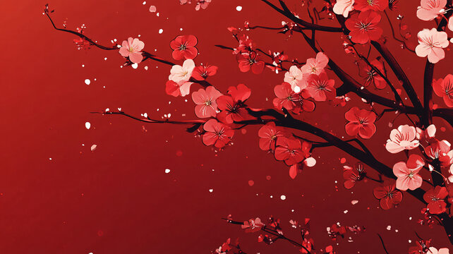 紅底梅花