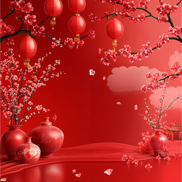 燈籠梅花背景圖