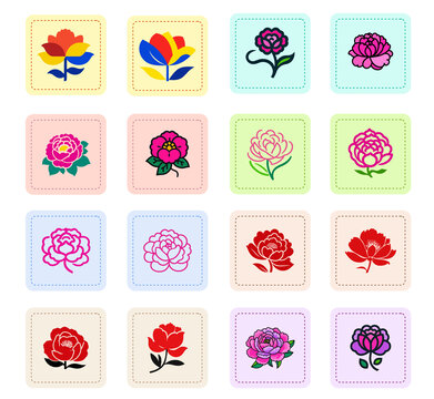 12種花朵圖標(biāo)貼紙手賬設(shè)計(jì)eps格式