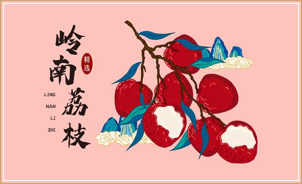 荔枝包裝插畫