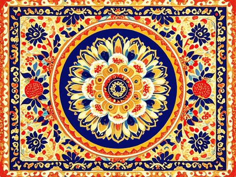 手繪花紋紋樣地毯紋樣