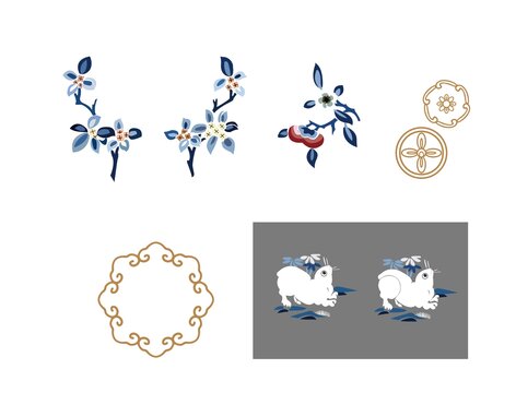 故宮玉兔刺繡紋飾