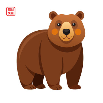 矢量插圖動物卡通強壯棕熊