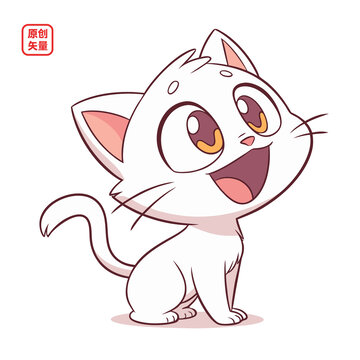 矢量插圖動物可愛開心小貓