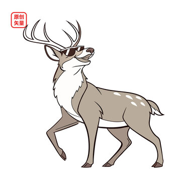 矢量插圖動(dòng)物戴墨鏡小鹿