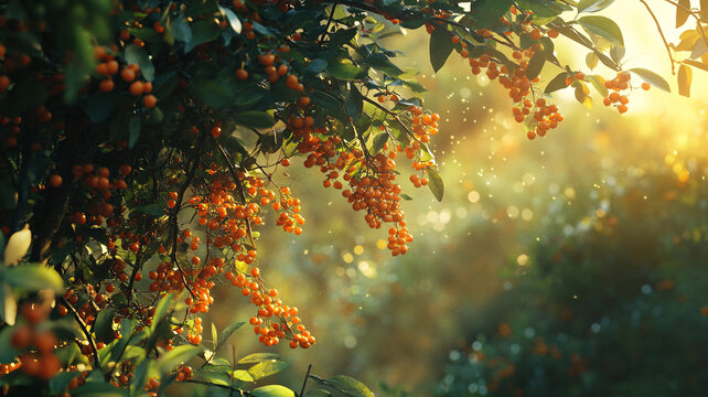 逆光下的紅果