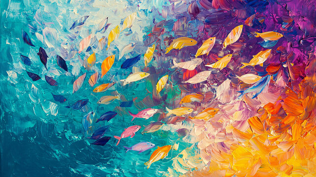 油畫魚群