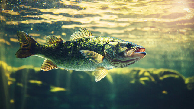 活體鱸魚游動(dòng)