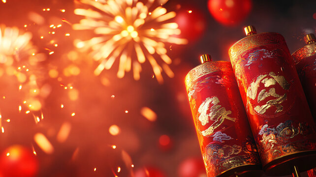 爆竹新年春節(jié)主題圖片