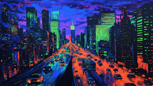 城市之夜油畫