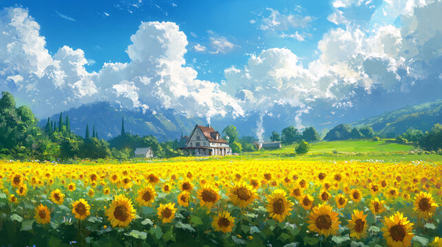 唯美花田場景