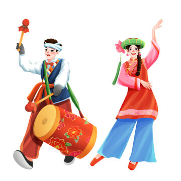五十六個民族之東鄉(xiāng)族少年少女插畫元素