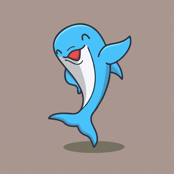 可愛(ài)海豚矢量?jī)和瀹婹版矢量卡通插畫