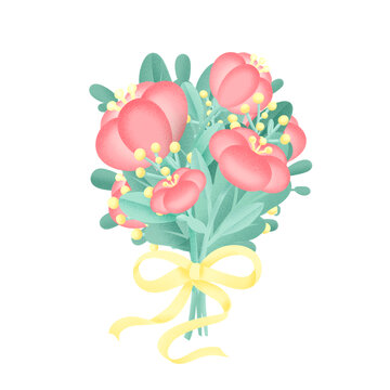 春天卡通扁平噪點(diǎn)風(fēng)格花束花朵