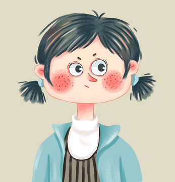 女孩頭像插畫兒插頭像