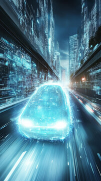 數(shù)字未來之城高速公路上的汽車