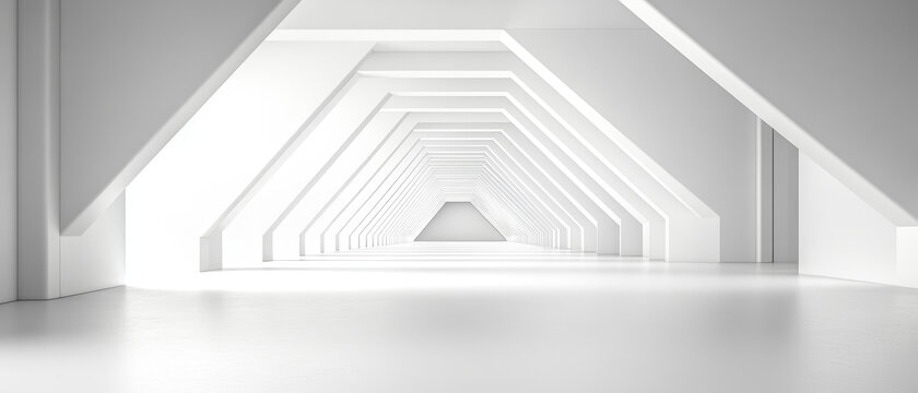 抽象白色建筑隧道
