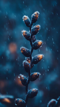 雨中花朵的晶瑩剔透