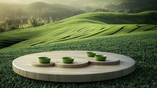 茶園美景靜謐茶藝場景