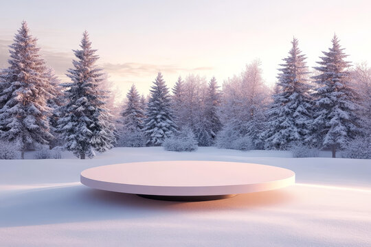 冬季雪景森林展示臺