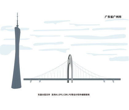 廣州塔獵德大橋廣州地標(biāo)建筑