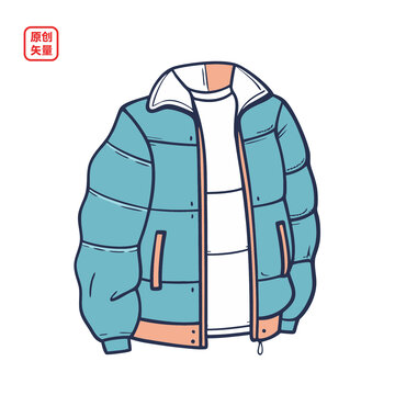 矢量插圖衣服簡約羽絨服