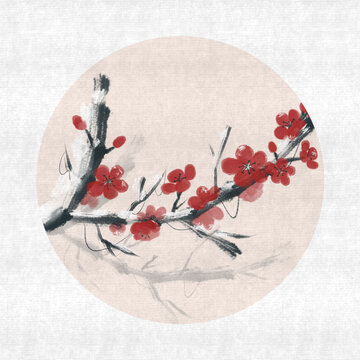 水墨畫梅花