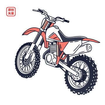 矢量插圖機車越野摩托車