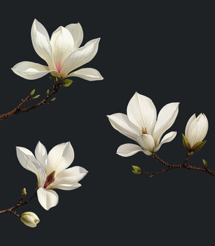 分層水彩風(fēng)格玉蘭花