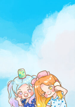 天空下的女孩們插畫