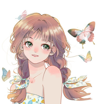 少女初夏蝴蝶人像